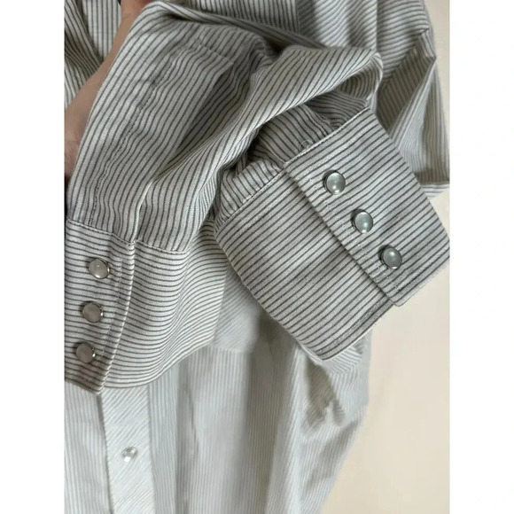 Vintage Pearl Snap Long Sleeve Button Down Brown Stripe Western Cowboy  18-35 - Picture 3 of 9